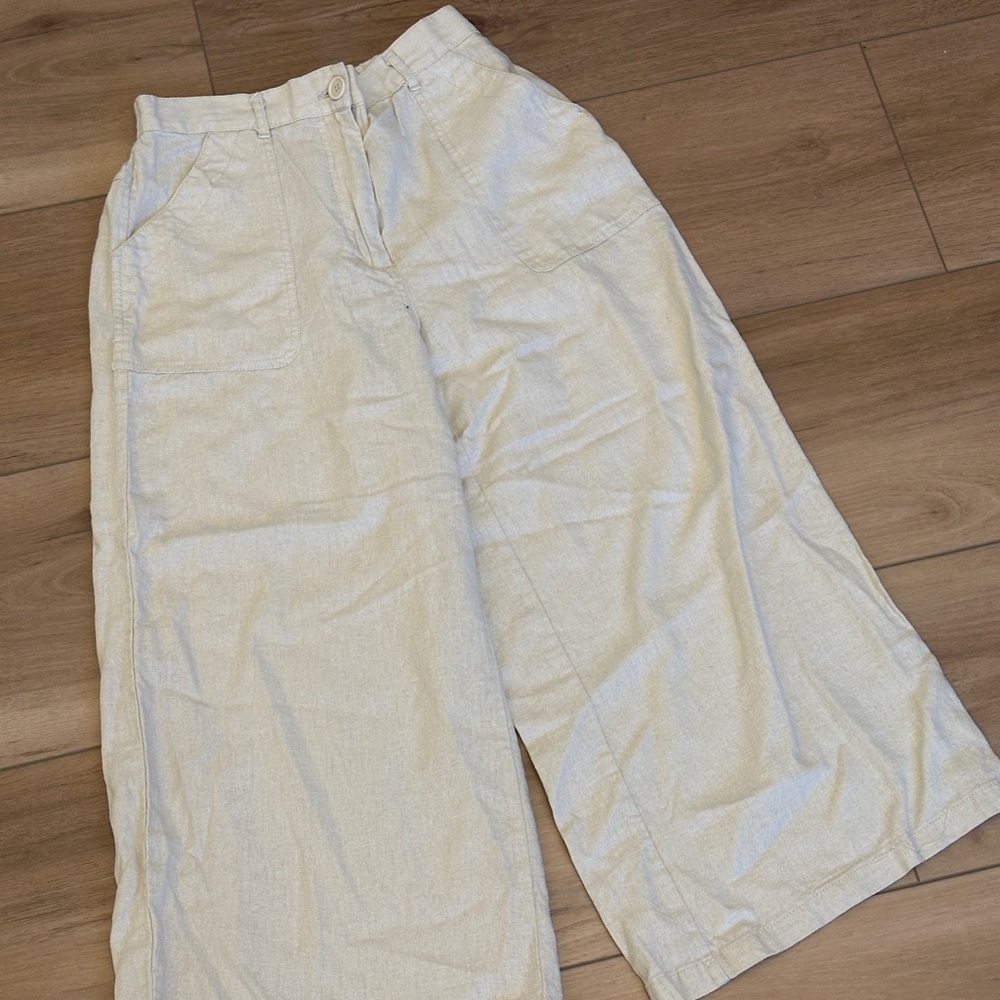 Max studio linen cropped relaxed pant